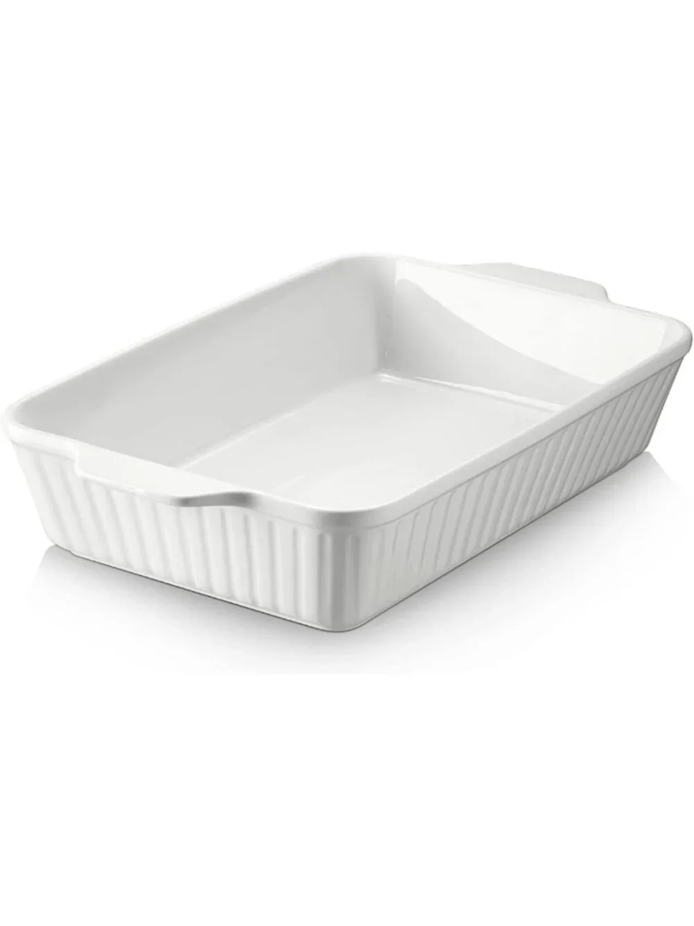 Large 9x13 Ceramic Casserole Dish - Deep Baking Pan with Handles, Oven Safe, 4.2